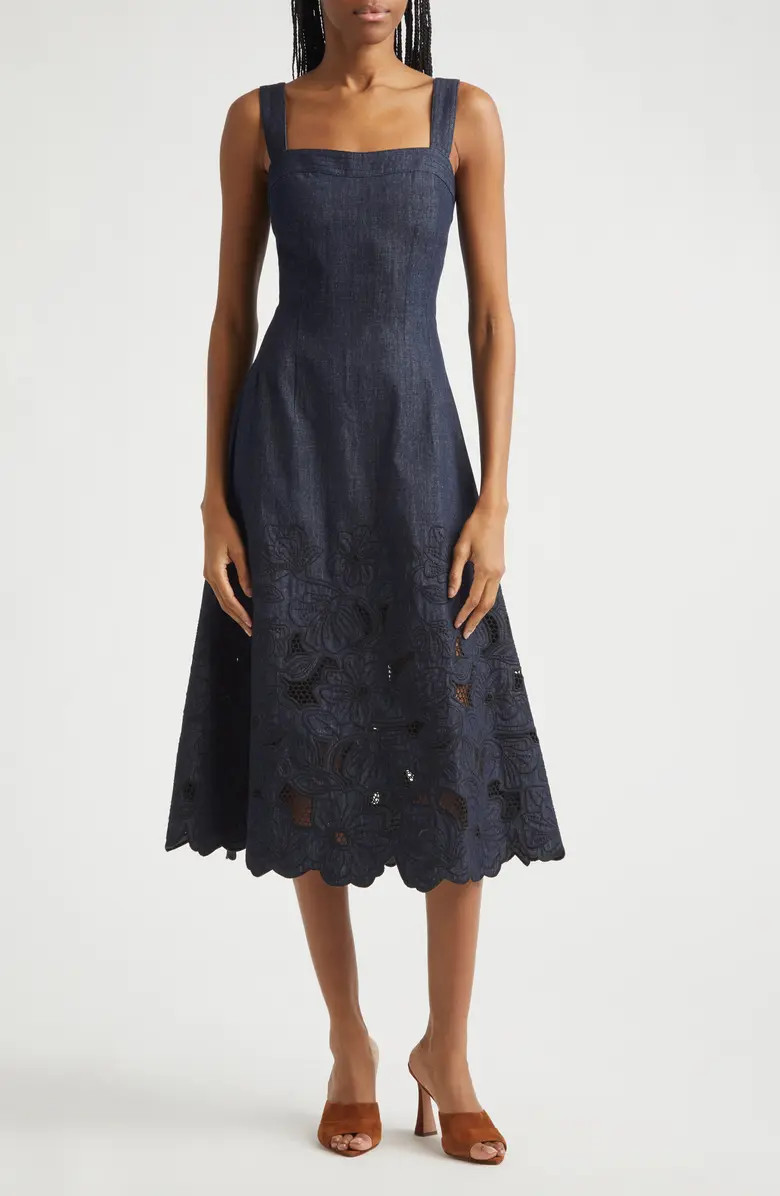 Rosaura Eyelet Embroidery Denim Dress | Nordstrom