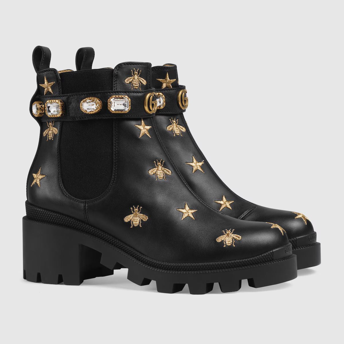 Gucci Embroidered leather ankle boot with belt | Gucci (US)