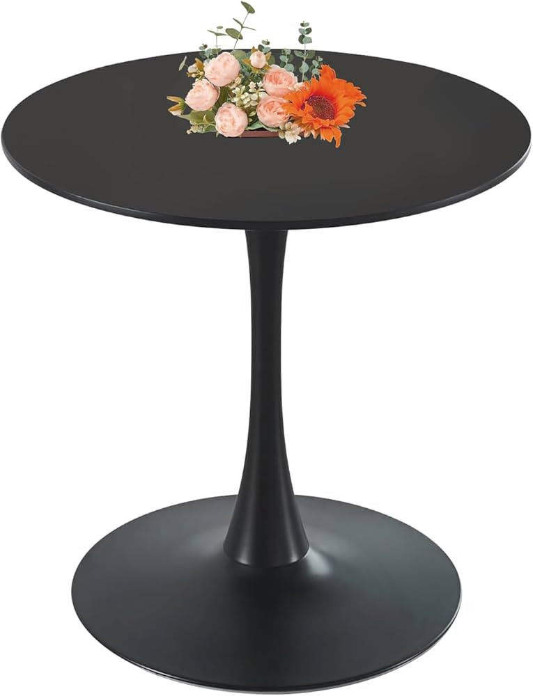 Black Round Dining Table, 24 Inches Tulip Round Kitchen Table, Mid-Century Leisure Table for Smal... | Amazon (US)