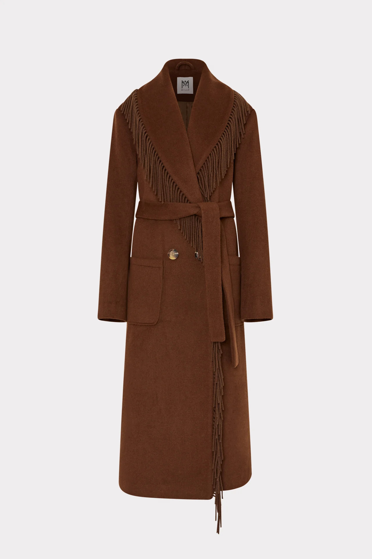 Wyatt Fringe Wool Overcoat | MILLY