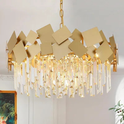 Luxury Modern Crystal Chandelier With Dimmable 9-Light Ceiling Pendant, K9 Crystal Accents, Handmade Metal Frame, Adjustable Chain For Dining Room, Li | Wayfair North America