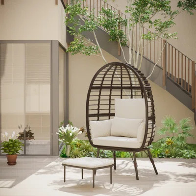 Cherryle Wicker Egg Chair with A Ottoman | Wayfair North America