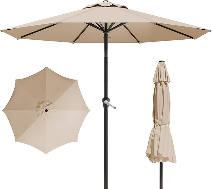 10FT Patio Umbrella, Outdoor Umbrella with Push Button Tilt and Crank, 8 Sturdy Ribs, UV Protecti... | Amazon (US)