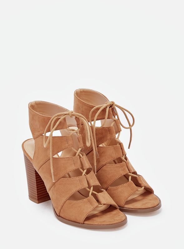 JustFab Heeled Sandals Malaney Womens Brown Size 11 | JustFab