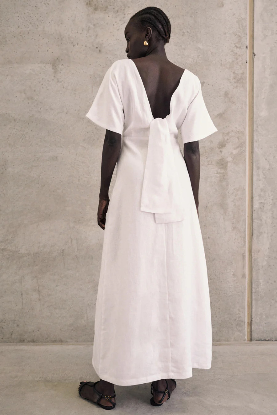 LYNDAL WHITE LINEN MIDI DRESS | DISSH