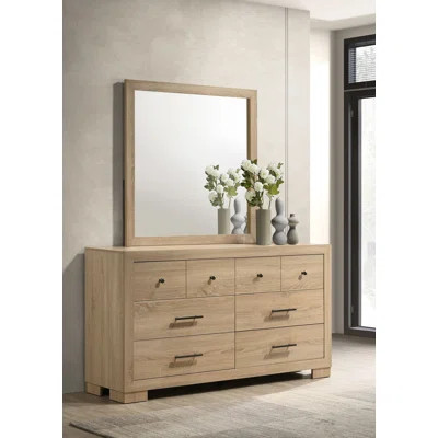 Arielle 6-Drawer Bedroom Dresser With Mirror Light Oak | Wayfair North America