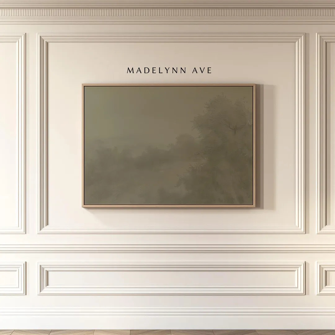 Framed Modern Art Print, Muted Green Wall Art for Living Room, Contemporary Landscape Painting, N... | Etsy (US)