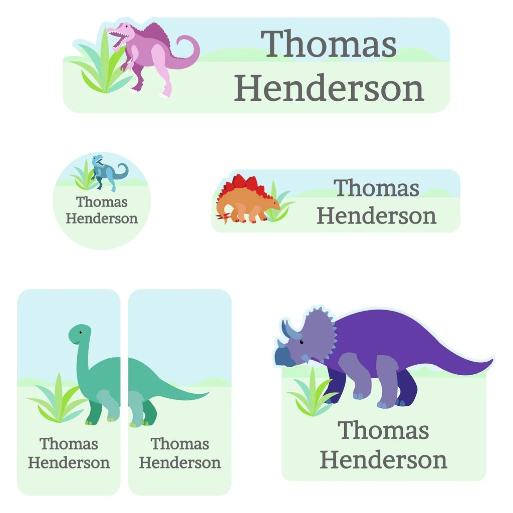 Dinosaurs Daycare Labels Pack | Name Bubbles