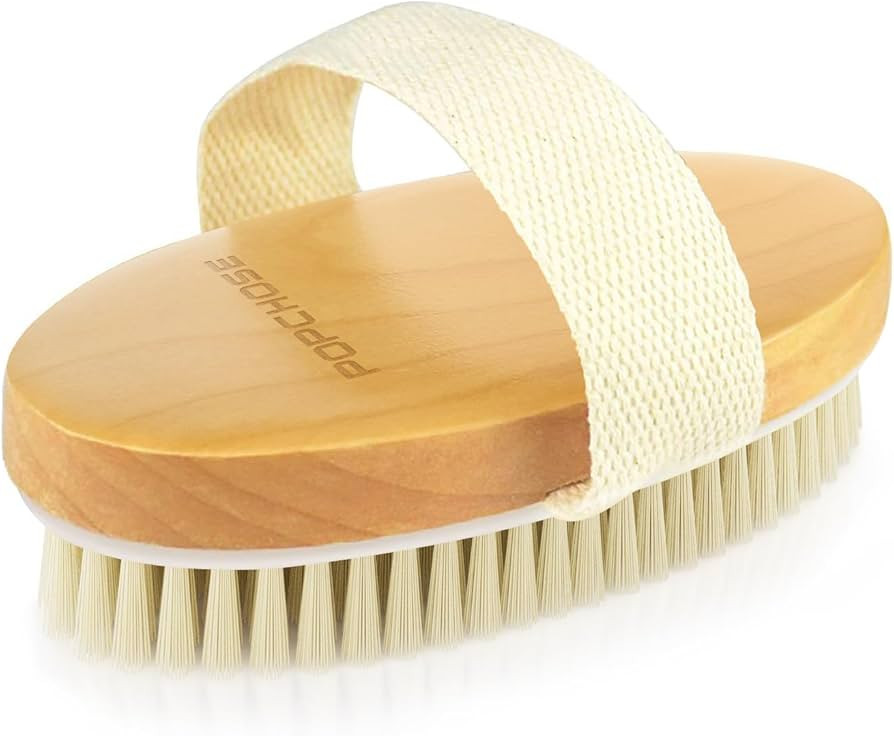 Amazon.com : POPCHOSE Dry Brushing Body Brush, Natural Bristle Dry Skin Exfoliating Brush Body Sc... | Amazon (US)