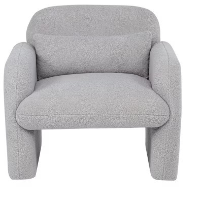 Maliang Stylish and Minimalist Teddy Fleece Sofa Chair with Back Pillow, Armchair, Accent Chair for Living Room, Bedroom, Gray | Target