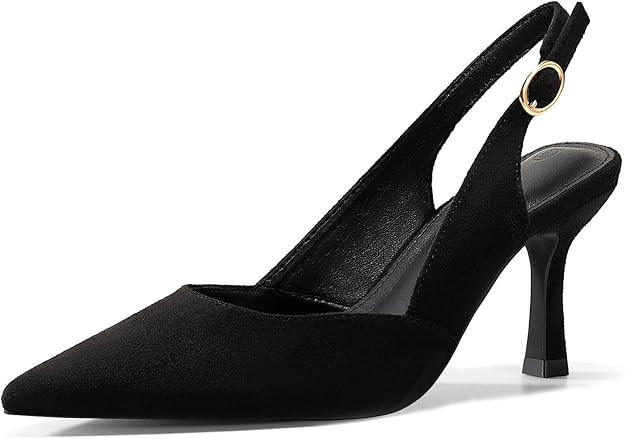 Rilista Women's Slingback Kitten Heels Closed Pointed Toe Wedding Party Dress Pumps Shoes | Amazon (US)