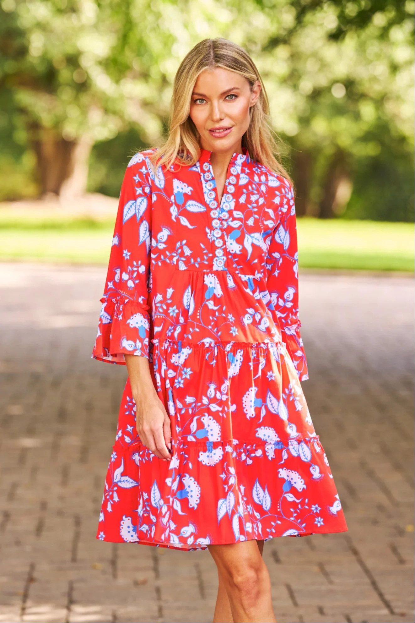 Sheridan French I Spring 2025 I Caty Dress in Scarlet Blooms | Sheridan French