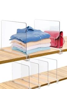 1pc Reusable Plastic Wardrobe Partition Rack,Simple Clear Closet Shelf Organizer SKU: sh221219894... | SHEIN