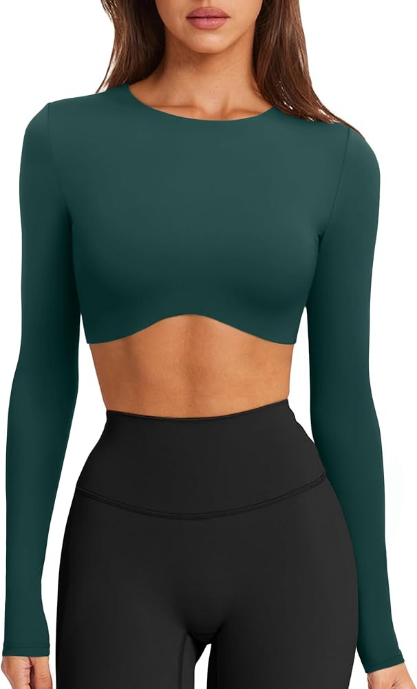 LASLULU Womens Sexy Double Lined Long Sleeve Shirts Crewneck Workout Tops Athletic Yoga Shirts Go... | Amazon (US)