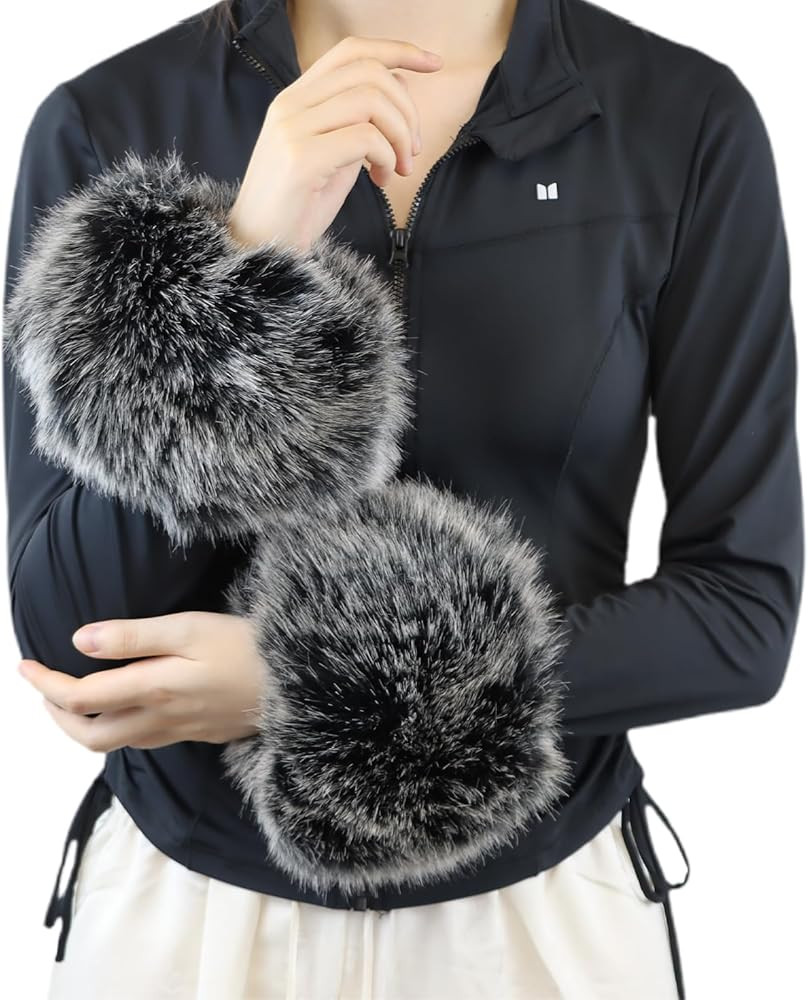 Peecabe Winter Women Fuzzy Arm Warmers Girls Faux Fur Short Wrist Cuffs Fluffy Soft Wrist Cover A... | Amazon (US)