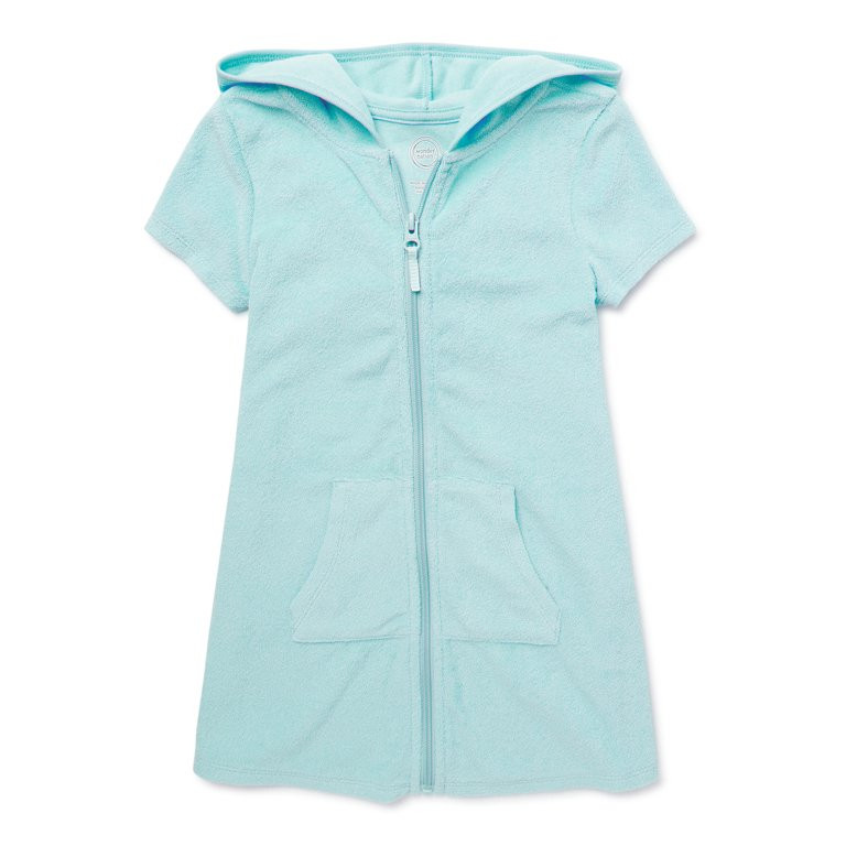 Wonder Nation Girls Terrycloth Swimsuit Coverup with UPF 50+, Sizes 4-18 & Plus - Walmart.com | Walmart (US)