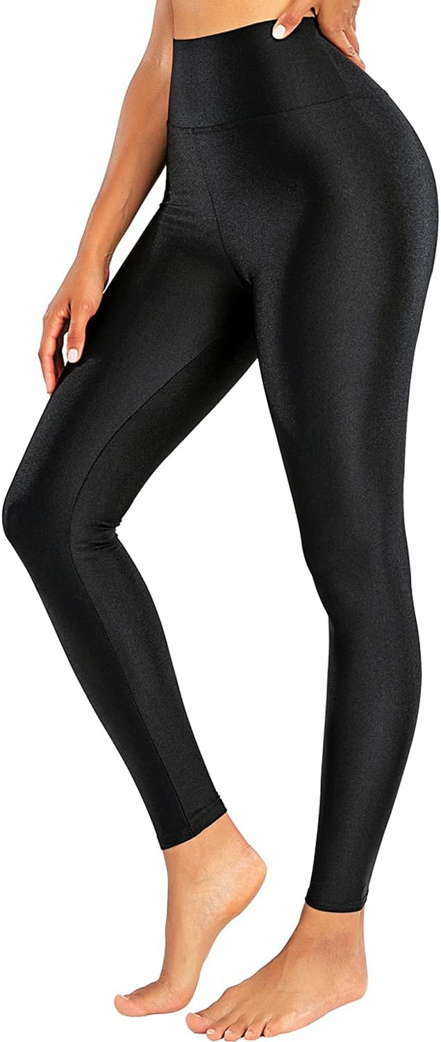 Sghenr Women's High Waisted Yoga Pants Tummy Control Shiny Sports Tights Workout Leggings | Amazon (US)