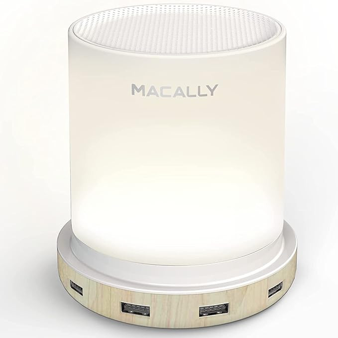 Macally Table Bedside Lamp with USB Ports - 4 Fast Charging Ports and Touch Control - USB Lamp wi... | Amazon (US)