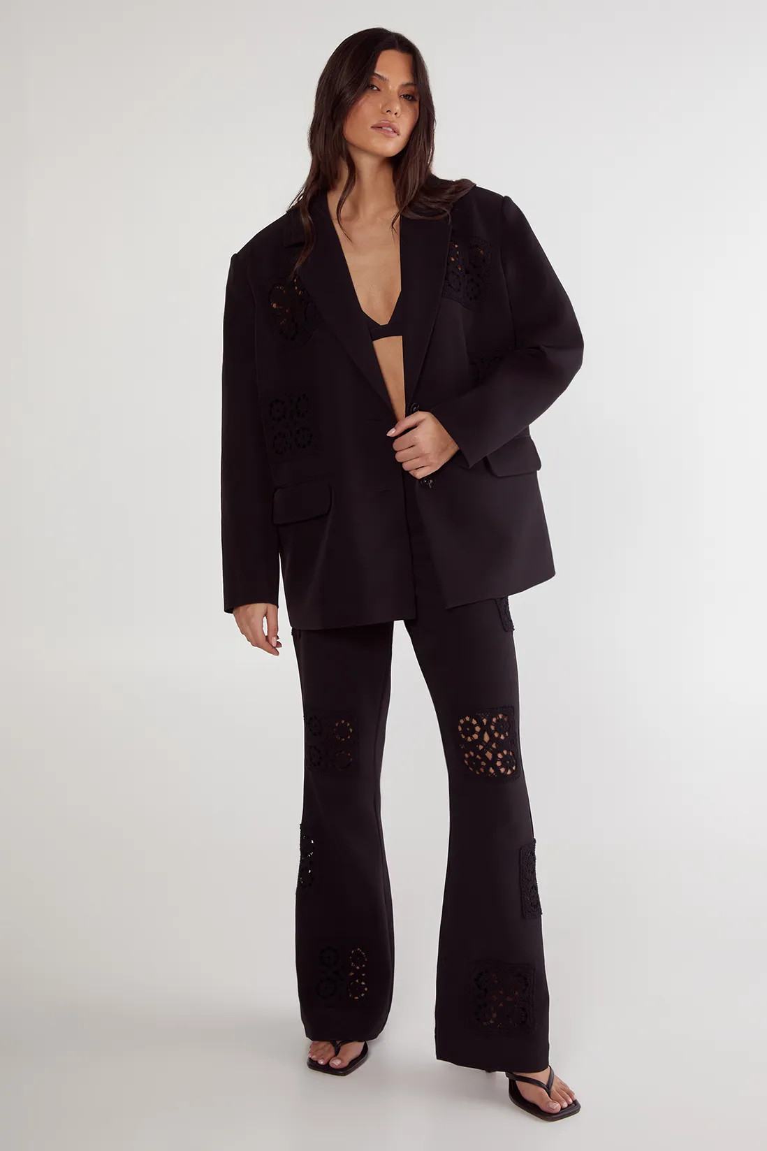 Tailored Crochet Insert Oversized Blazer | Nasty Gal US