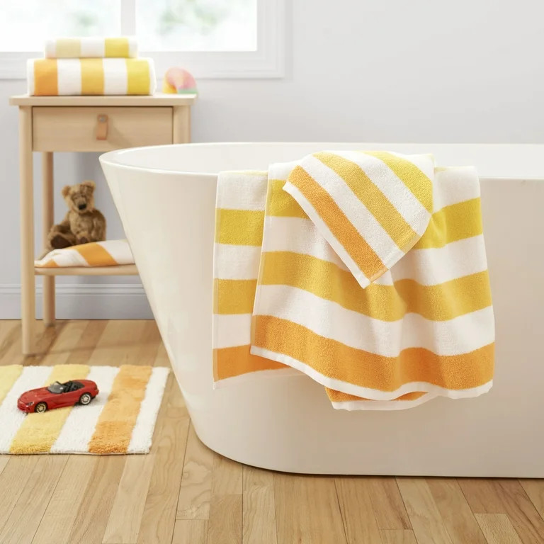 Gap Home Kids Ombre Stripe Organic Cotton 6 Piece Towel Set, Yellow | Walmart (US)