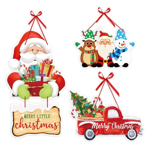 Christmas Door Decorations,Hanging Merry Christmas Decorations Sign for Home,DIY Sign for Front Door Home Window Wall Xmas Holiday Indoor Outdoor Decor | Amazon (US)