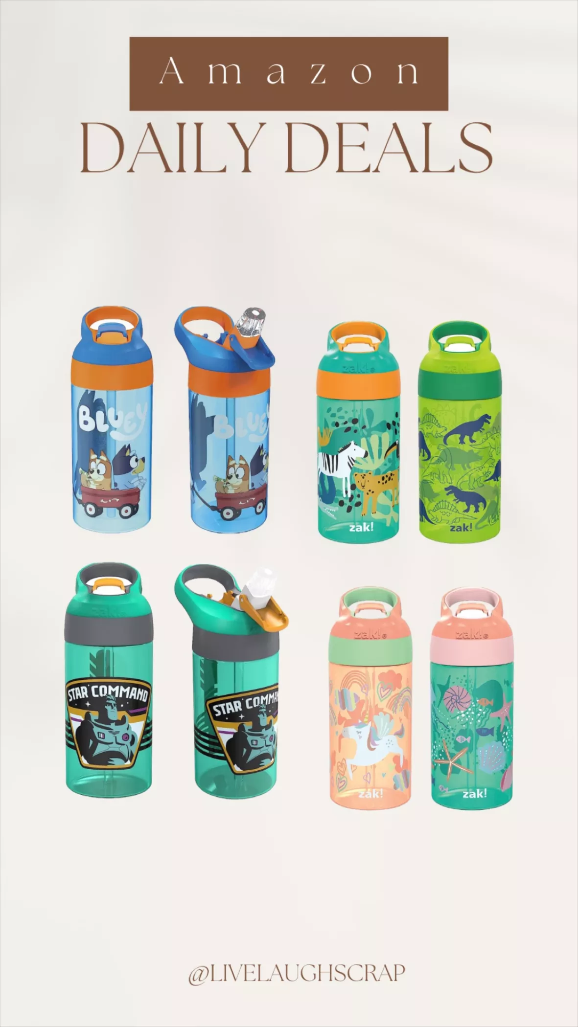 Zak Designs Cocomelon Kids Water Bottle with Spout Cover and Built-in