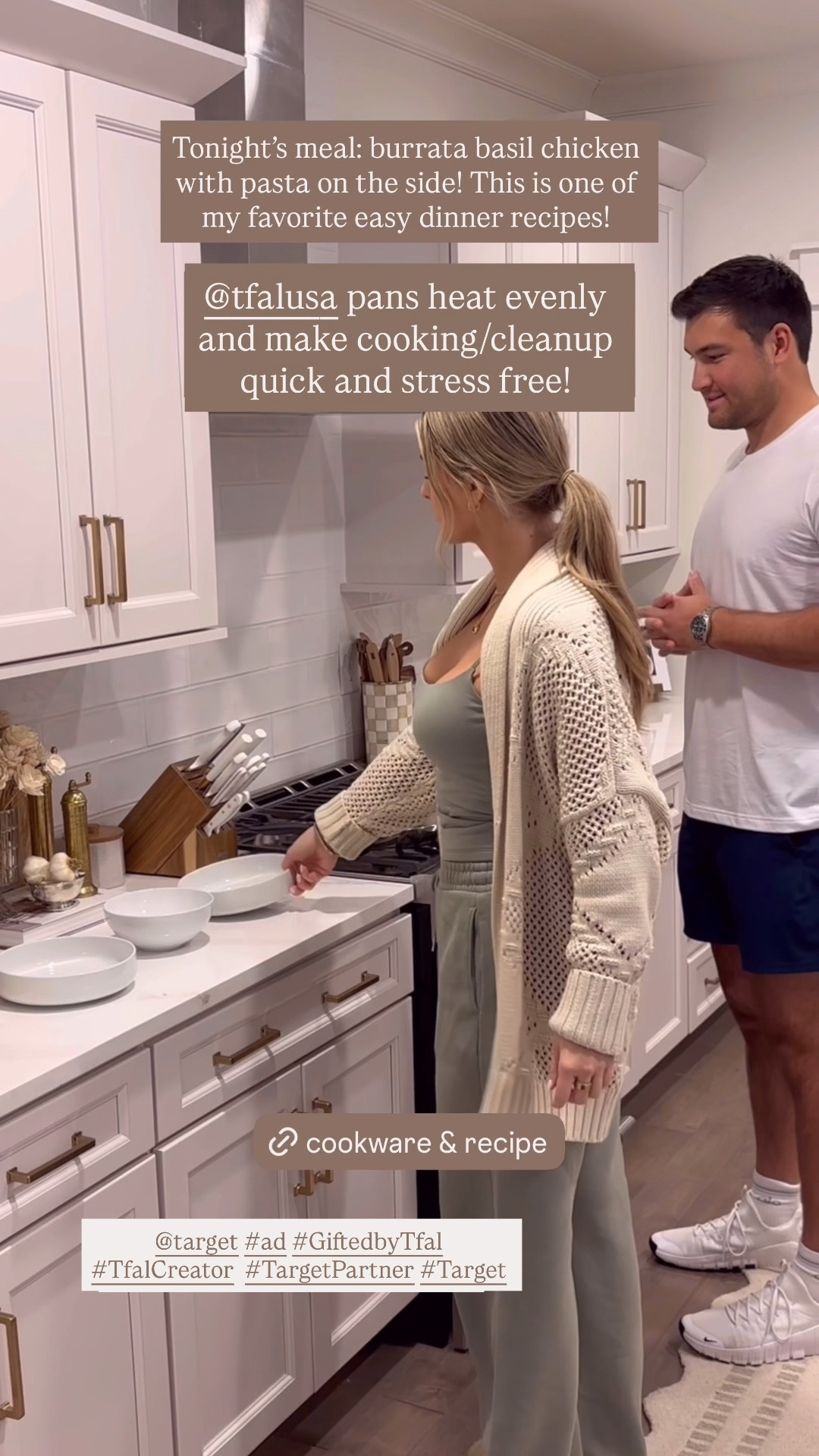 #ad Cooking dinner is so much easier with cookware you can rely on! 🤍 I’m using my @tfalusa cookware to make my favorite burrata basil chicken! You can shop this 12 pc Stainless Steel Cookware Set from @target below along with their other top products! 🫶🏼 Also sharing the recipe! #GiftedbyTfal #TfalCreator #TargetPartner #Target 
BURRATA BASIL CHICKEN: 
You need:
Chicken breasts, flour, egg, breadcrumbs, cherry tomatoes, garlic, lemon juice, white wine, burrata, basil, and balsamic glaze! 
Bread the chicken and start with flour, followed by egg, and then breadcrumbs. Add oil to pan and cook through on both sides.
Once chicken is fully cooked, add tomatoes to pan and blister! After they have cooked for a few minutes, add garlic, lemon juice, and white wine.
Plate chicken with tomato mixture, fresh burrata, balsamic glaze, and fresh basil! You can also add pasta on the side. Enjoy 🤍  @shop.ltk #liketkit

#LTKfoodie