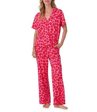 Lip Print Short Sleeve Notch Collar Marshmallow Knit Valentine's Day Long Pajama Set | Dillard's
