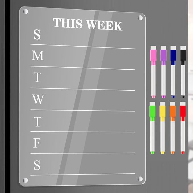 Acrylic Magnetic Calendar for Fridge Dry Erase Board Calendars Weekly Planner Whiteboard for Refr... | Amazon (US)