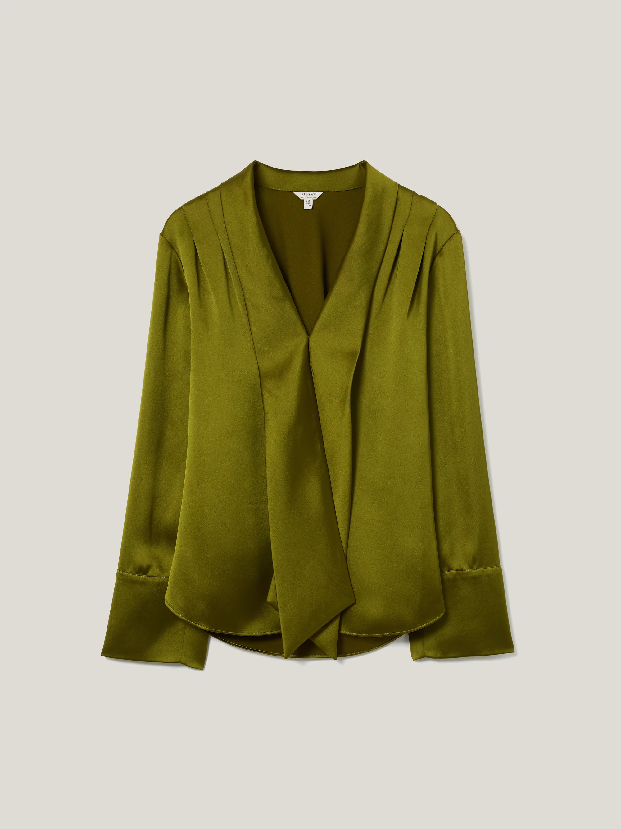 Satin Drape Neckline Blouse | Green | Jigsaw (UK)