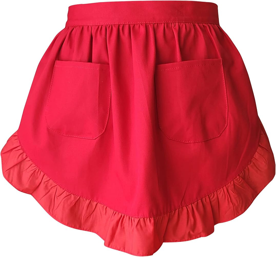 CRB Fashion Waist Apron Kitchen Cooking Restaurant Cotton Bistro Half Aprons with Pockets For Wom... | Amazon (US)