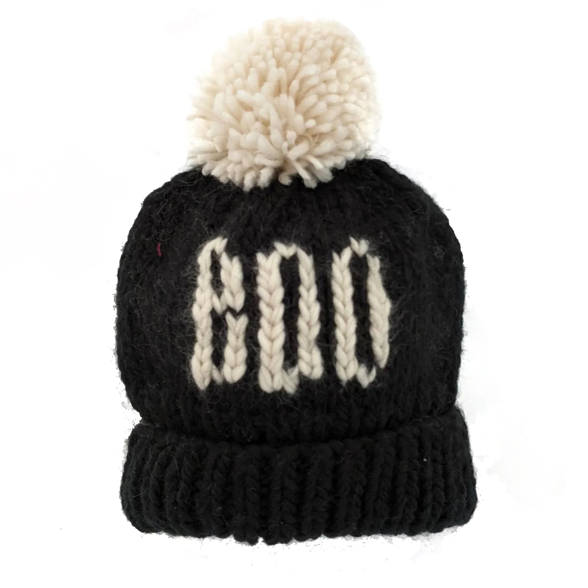 Boo Knit Pom Hat, Black | SpearmintLOVE