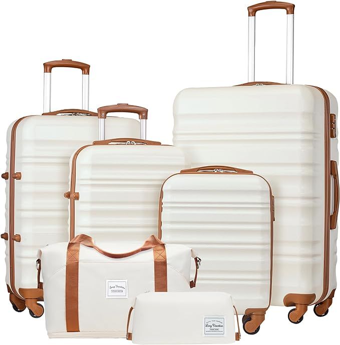 Luggage Set 4 Piece Luggage Set ABS hardshell TSA Lock Spinner Wheels Luggage Carry on Suitcase (... | Amazon (US)