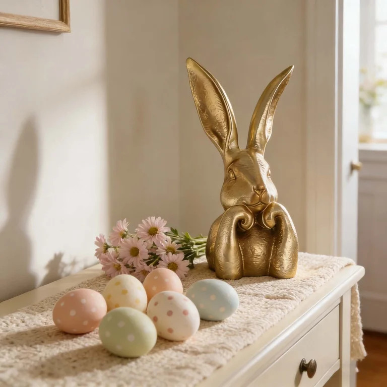 WKSCLPAI Gold Resin Bunny Statue, 8 Inch Easter Table Centerpiece, Spring Rabbits Decoration, Rab... | Walmart (US)