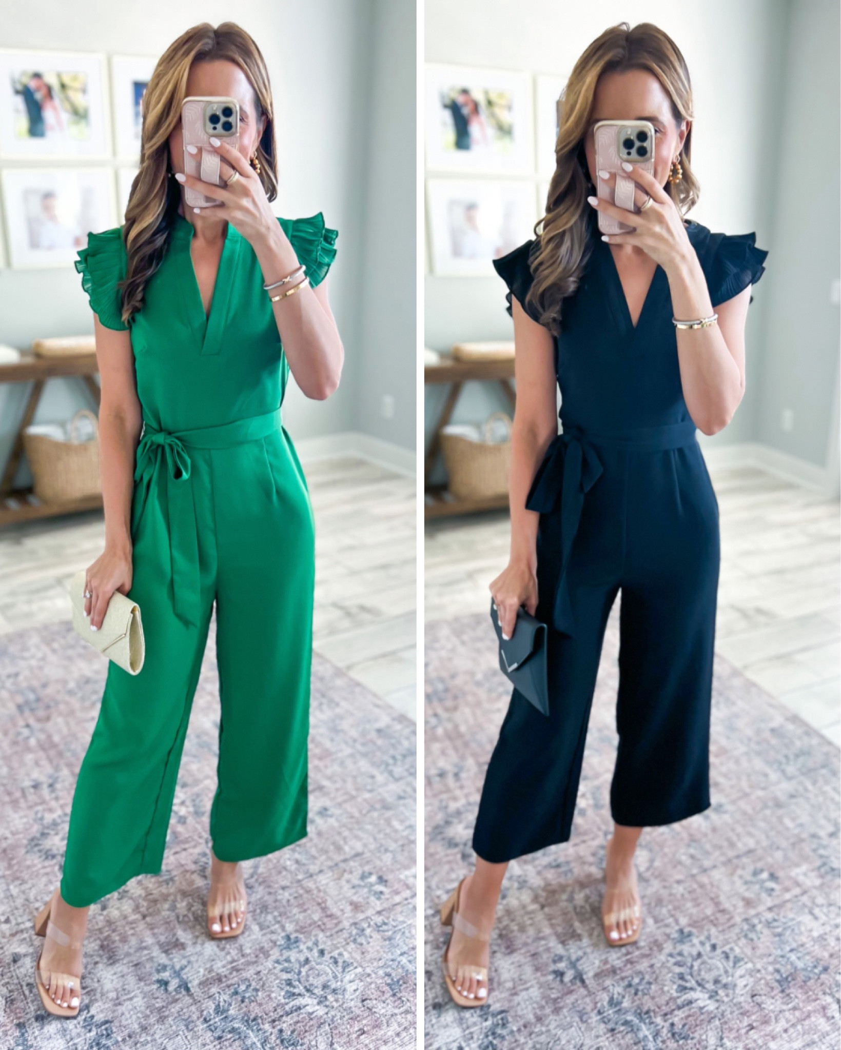 Amazon wedding guest jumpsuit. Wedding guest outfit. Spring wedding guest. Date night outfit. Spring outfit. Easter outfit. Target clear block heels (TTS). Amazon clutches. 

#LTKshoecrush #LTKtravel #LTKwedding