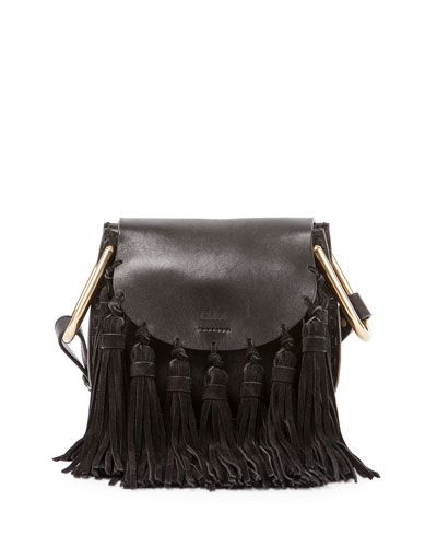 Hudson Mini Fringe Shoulder Bag, Black | Neiman Marcus