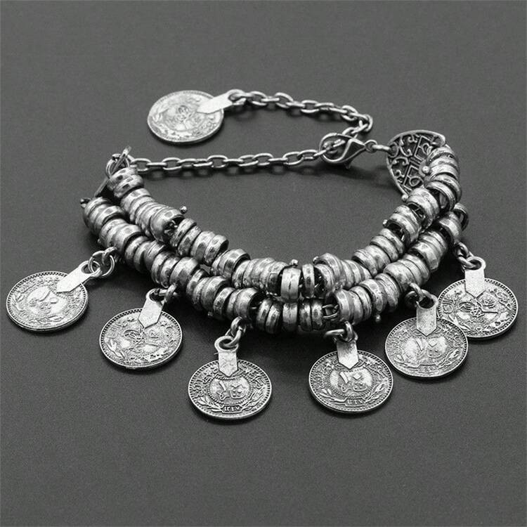 1pc Vintage Bohemian Coin Tassel Pendant Chain Bracelet, Minimalist Jewelry Accessory For Women | SHEIN