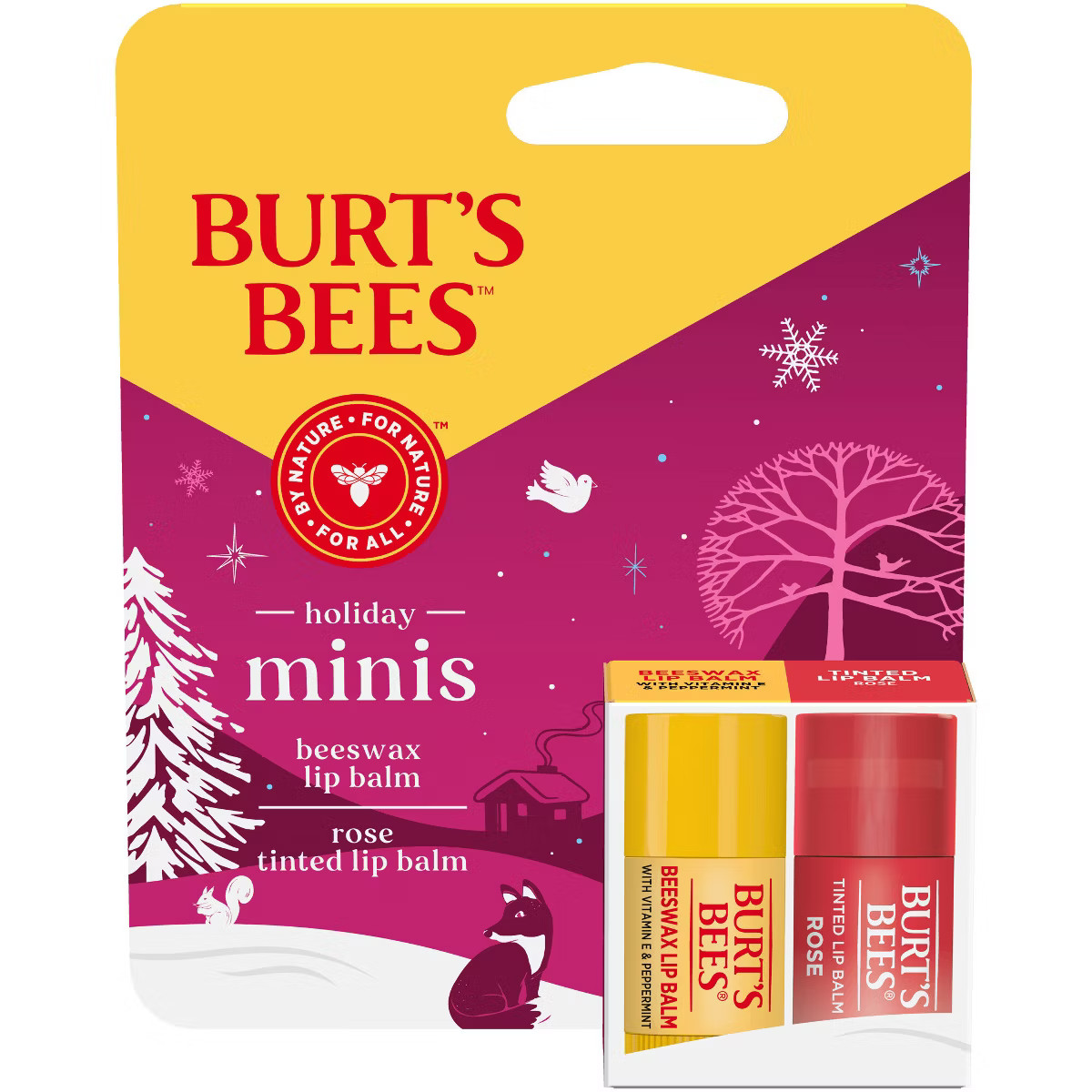 Burt's Bees Holiday Mini Lip Balms - Beeswax + Rose Tinted - 2pk/0.006oz | Target