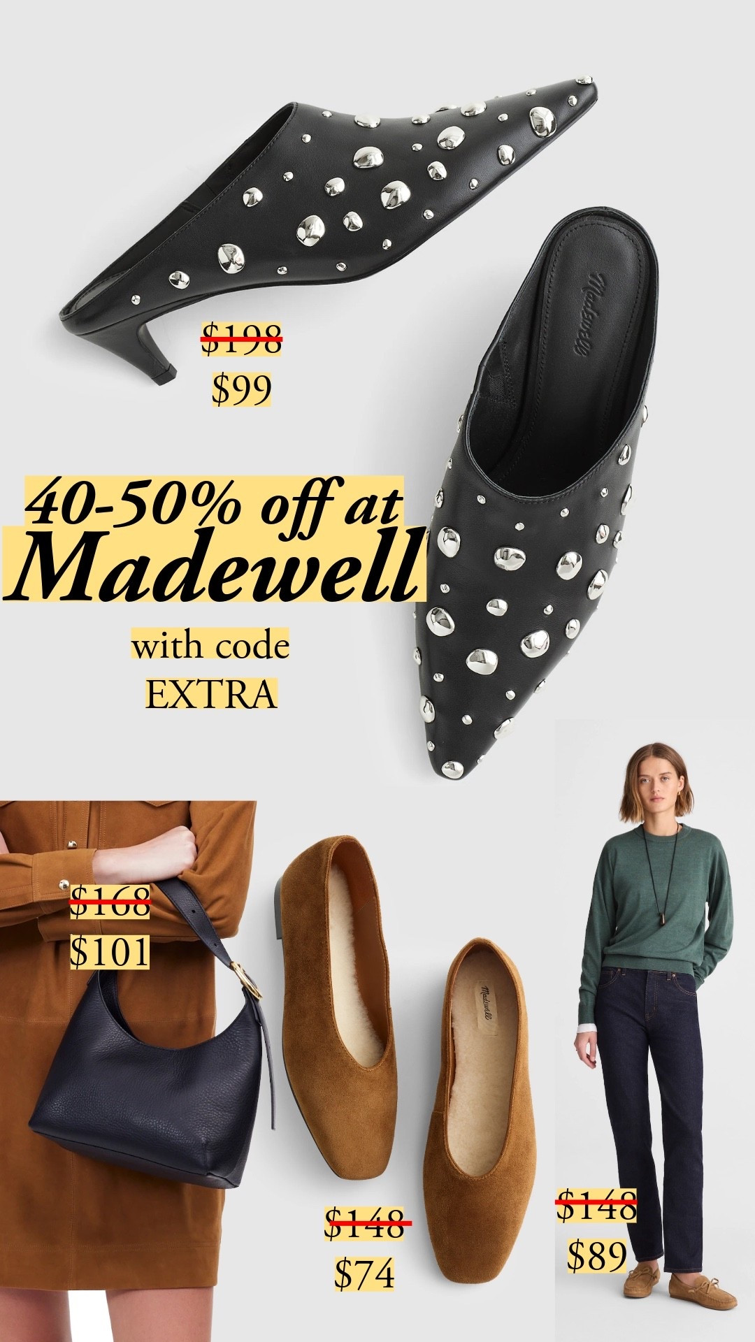 40-50% off at Madewell with code EXTRA! 🥳 bootcut jeans, straight jeans, dark rinse, wardrobe essentials, studded mules, bucket bags, suede bags, shoulder bag, ballet flats, suede boots, wide leg jeans

#LTKWorkwear #LTKSaleAlert #LTKFindsUnder100