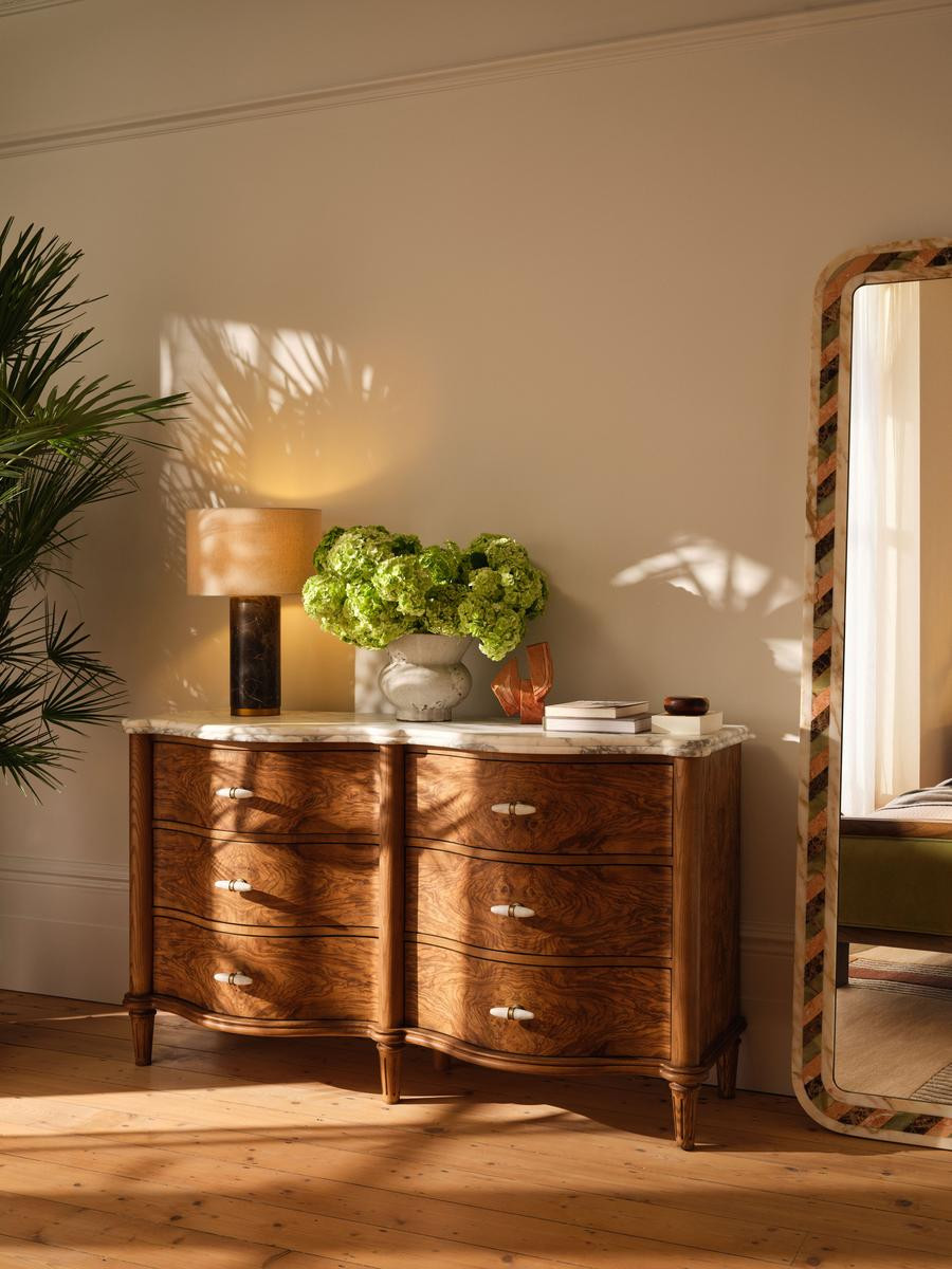 Valerie Six Drawer Dresser, Arabescato Corchia Marble | Soho Home Ltd