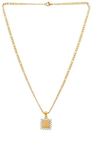Crystal Name Plate Necklace in Gold | Revolve Clothing (Global)