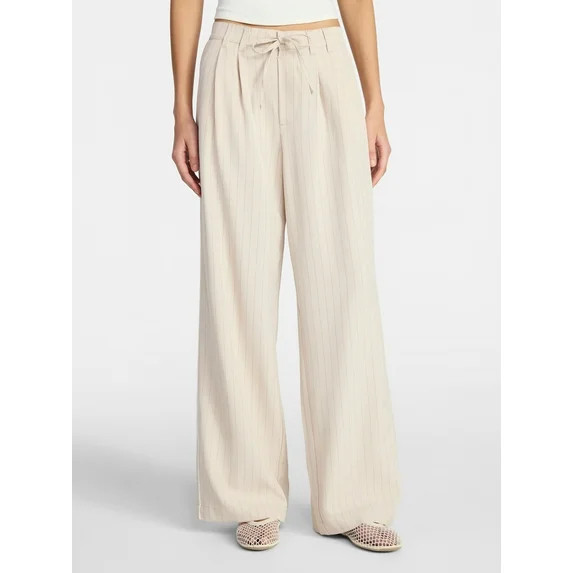 No Boundaries Pleated Trousers with Piping, 30" Inseam, Women's XXS-XXL | Walmart (US)