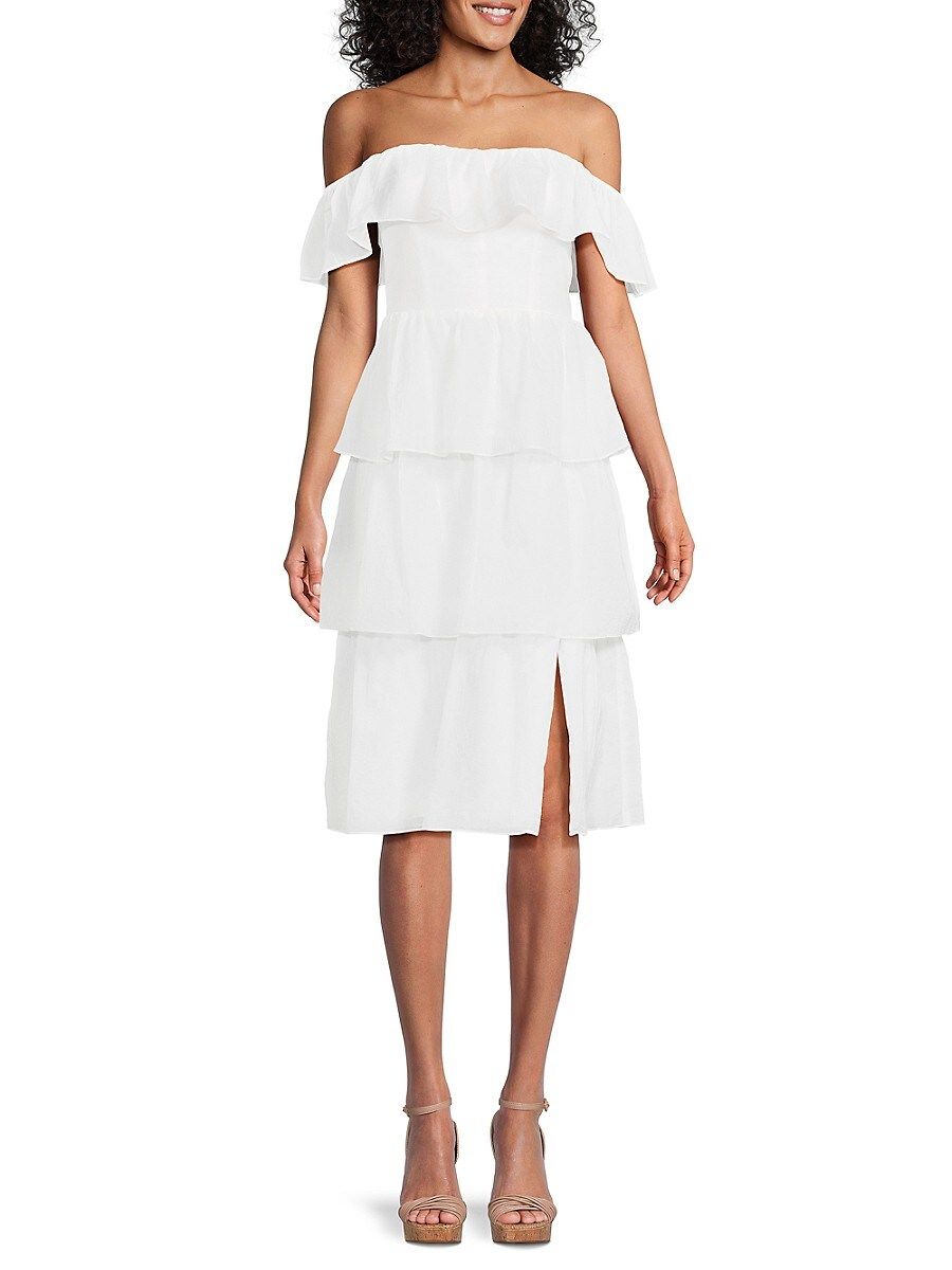 Amanda Uprichard Women's Venezia Layered Off Shoulder Dress - White - Size M | Saks Fifth Avenue OFF 5TH
