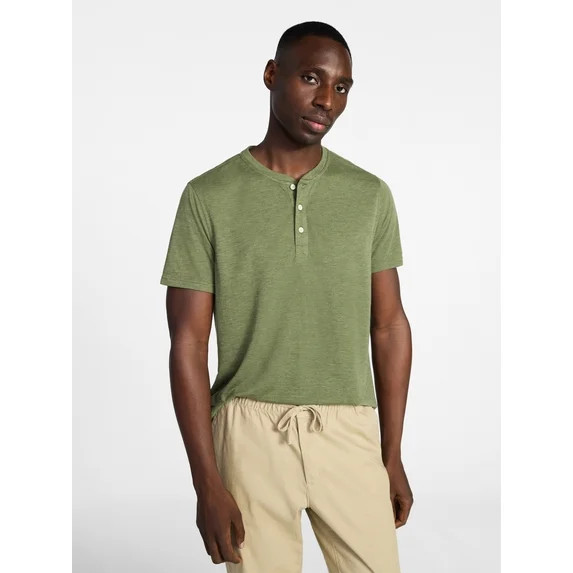 George Men's & Big Men's Relaxed Fit Knit Cloth Henley Shirt with Short Sleeves, Sizes XS-5XL | Walmart (US)