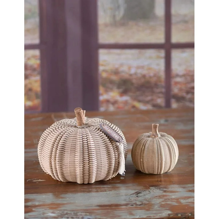 Boston International Pumpkin D√©cor Autumn & Fall Decorations, Large, Wicker Textured | Walmart (US)