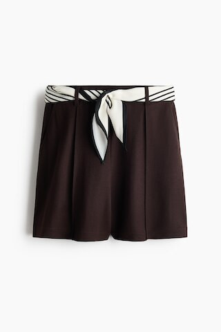 H & M - Dress Shorts with Belt - Dark Brown | H&M (US + CA)