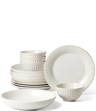 French Perle Groove 12-Piece Dinnerware Set | Dillard's