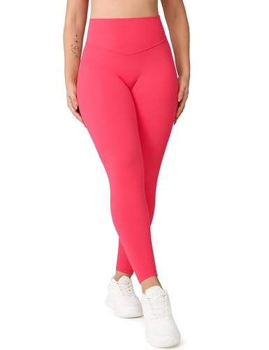 UNISSU Hugcurve No Front Seam High Waisted Workout Leggings for Women Buttery Soft Yoga Pants Gym Athletic Tights - 25'' Lip Gloss Pink X-Small | Amazon (US)