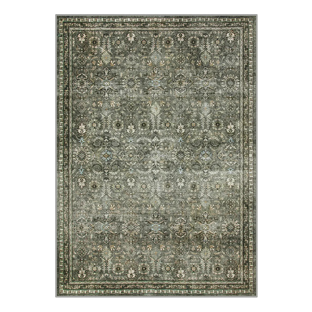 Washable Dark Green Vintage Persian Rug | Mirae Classic Style - Lahome | Lahome