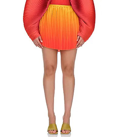 Andrea Iyamah Kata Satin Ombre Pleated Mini Skirt - L | Dillard's